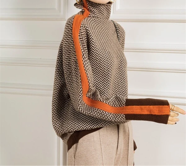 Herringbone Luxe Turtleneck