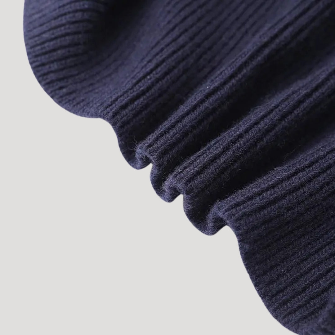 Damska granatowa kardigan sweter z guzikami i kołnierzem