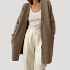 Damski długi kardigan dzianinowy bez zapięcia