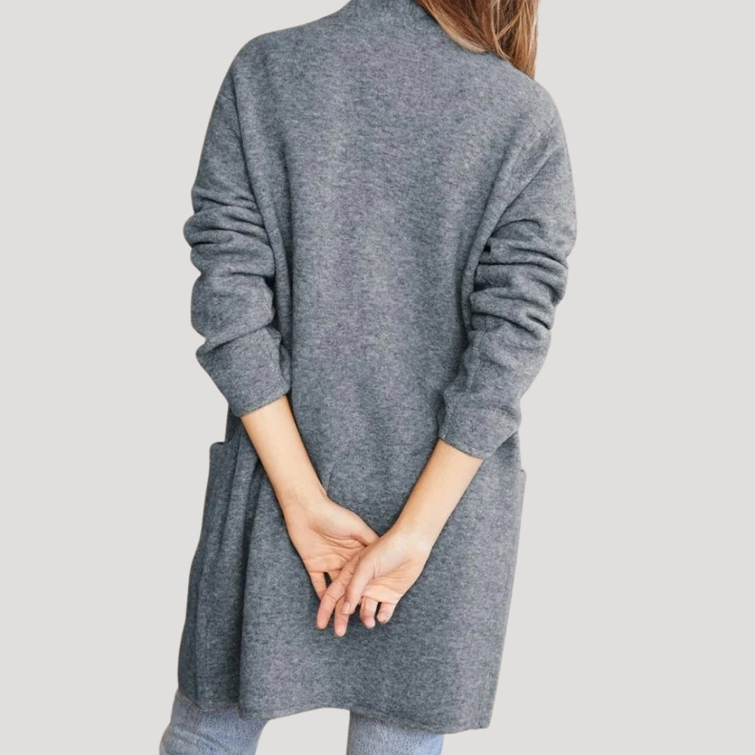 Damski długi kardigan dzianinowy bez zapięcia