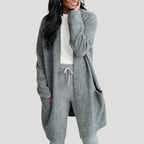 Damski długi kardigan dzianinowy bez zapięcia