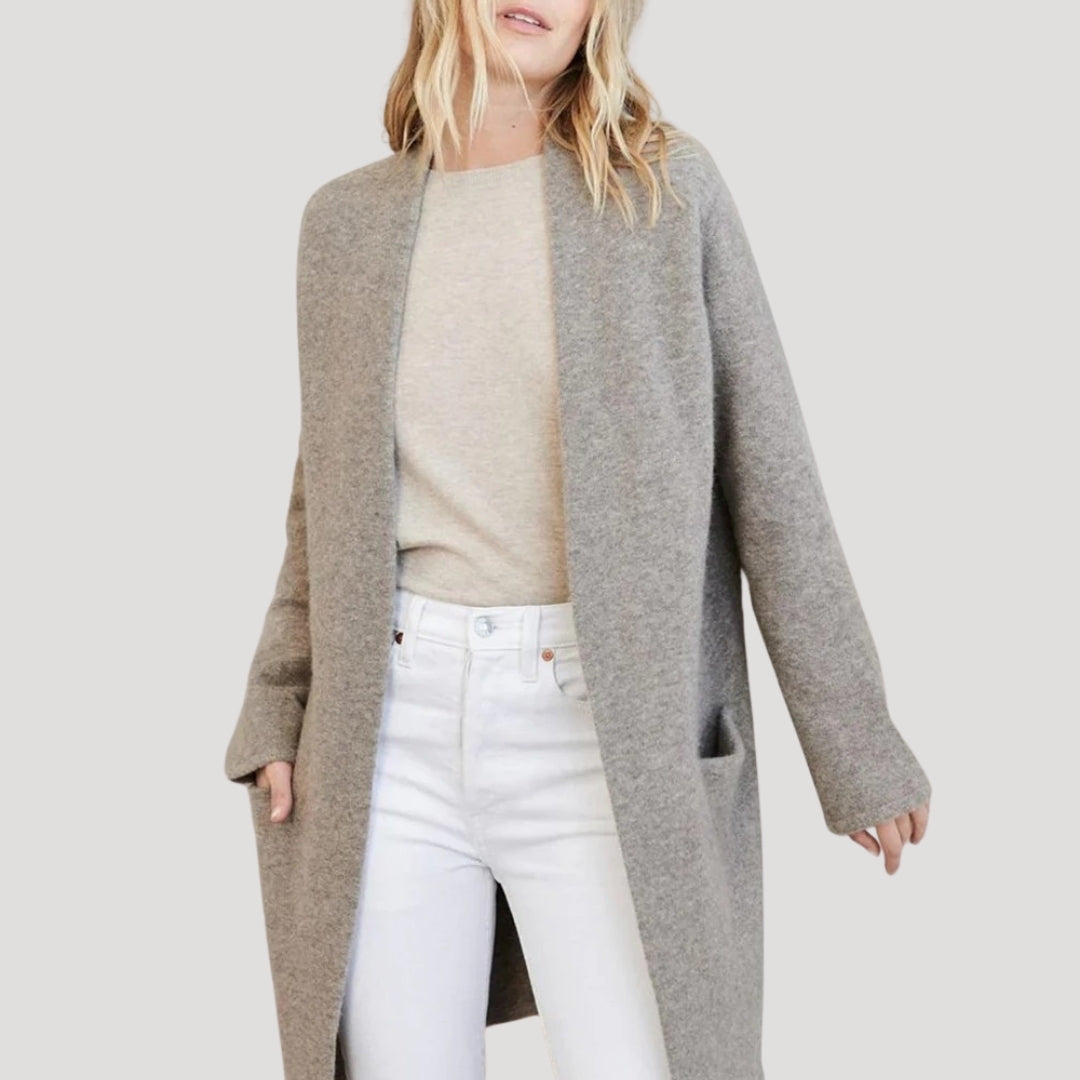 Damski długi kardigan dzianinowy bez zapięcia