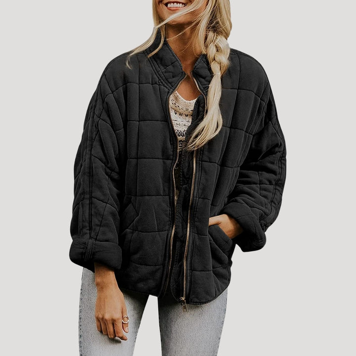Women's spring quilted oversize short transitional jacket