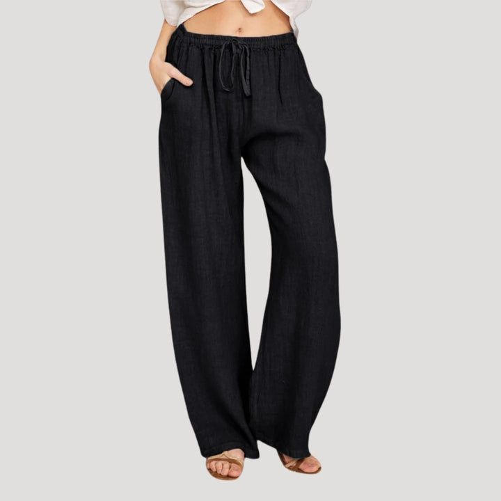 Women's Wide Leg Pants Drawstring Elastic Waist Straight Leg Pocket