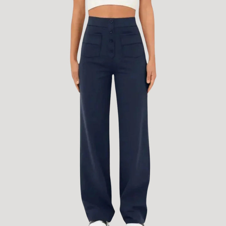 Women's High Waisted Wide Leg Button Pocket Pants