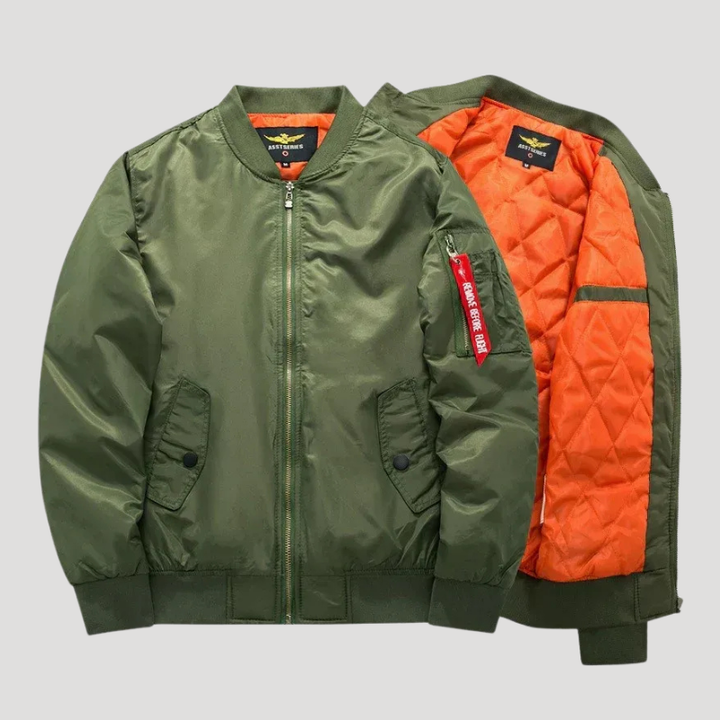 Men's Bomber Jacket Lightweight Outerwear Casual Zip Up