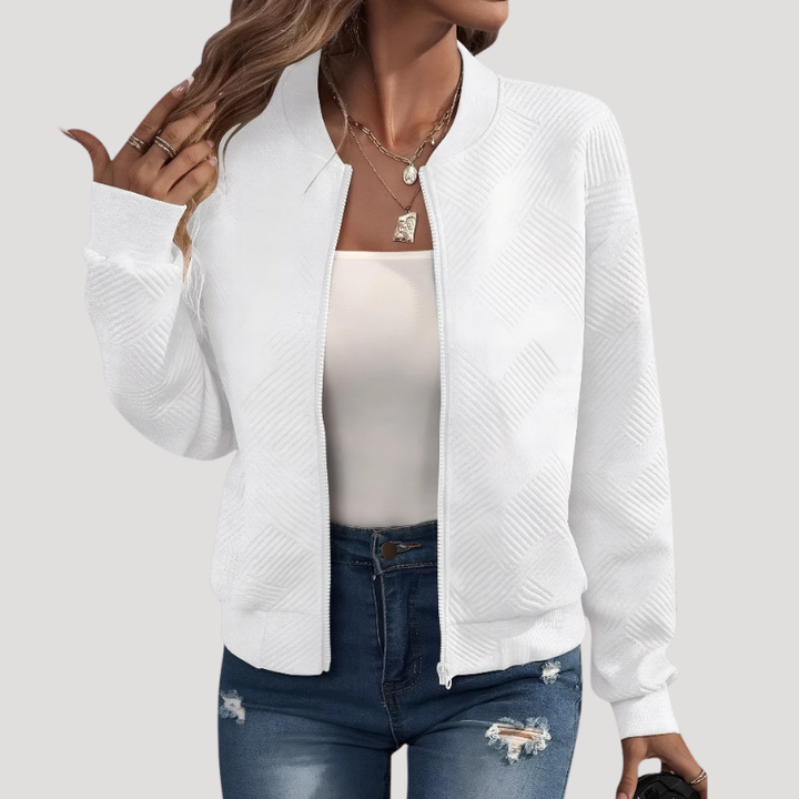 Women's Bomber Jacket Knitted Lightweight Casual Zip Up