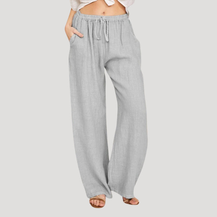 Women's Wide Leg Pants Drawstring Elastic Waist Straight Leg Pocket