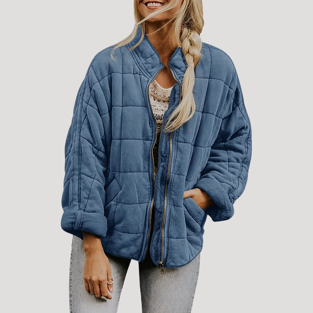 Women's spring quilted oversize short transitional jacket