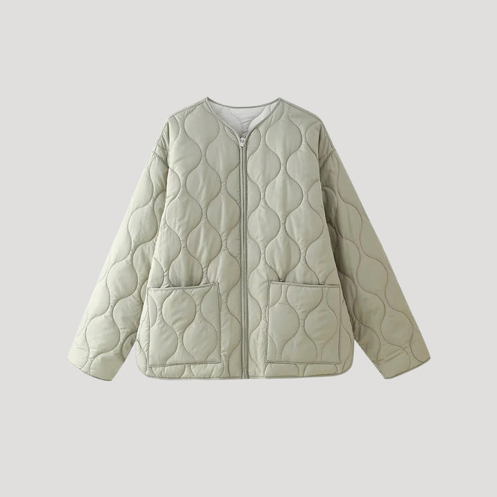 Women's short quilted spring jacket with zipper