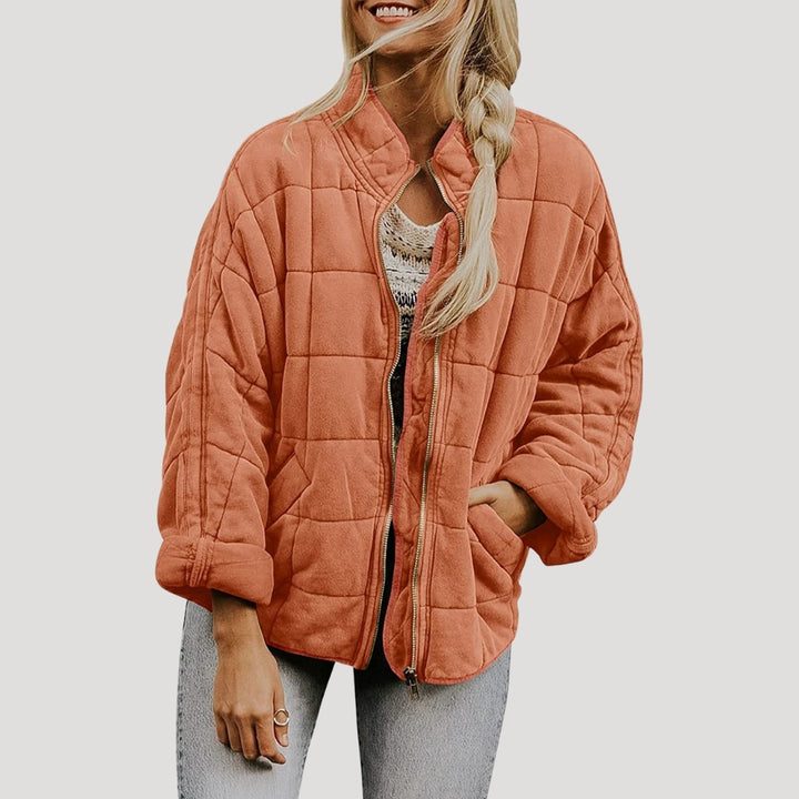 Women's spring quilted oversize short transitional jacket