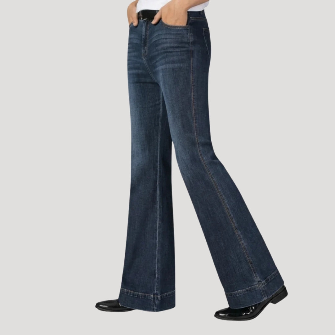 Women's Wide Leg Jeans High Waisted Blue Denim Straight Leg