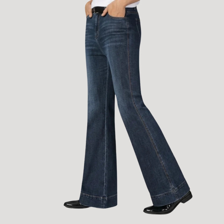 Women's Wide Leg Jeans High Waisted Blue Denim Straight Leg
