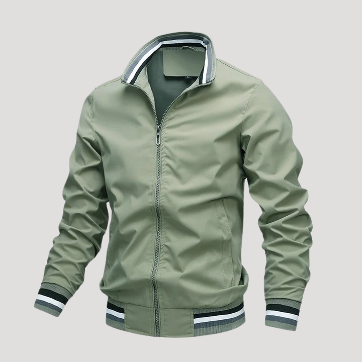 Men's Bomber Jacket Casual Zip Up Lightweight Stand Collar Outerwear