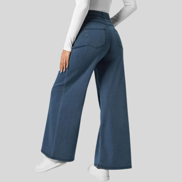 Women's High Waisted Wide Leg Pull On Stretchy Denim Jeans