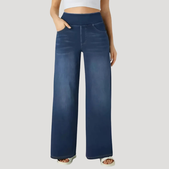 Women's High Waisted Wide Leg Pull On Stretchy Denim Jeans