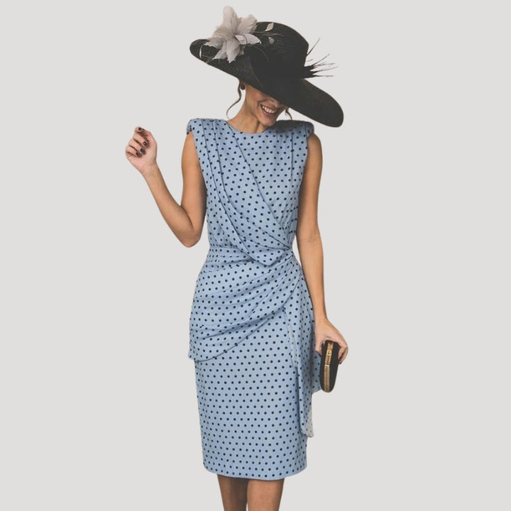 Women's Party Dress Midi Polka Dot Draped Sleeveless