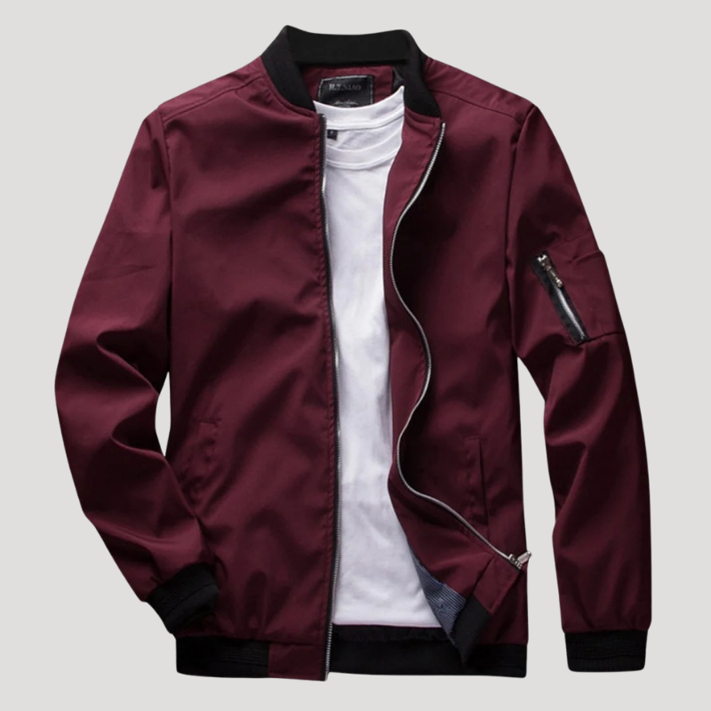 Men's Bomber Jacket Lightweight Casual Zip Up Stand Collar Outerwear