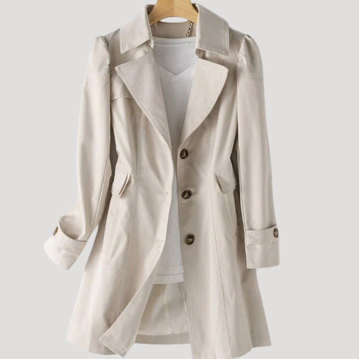 Women's Blazer Trench Coat Long Sleeve Casual Lapel Button