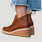 Damska botki skórzane na koturnie wiosenne