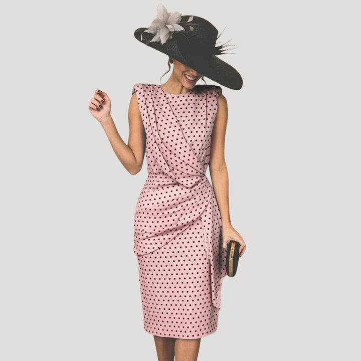 Women's Party Dress Midi Polka Dot Draped Sleeveless