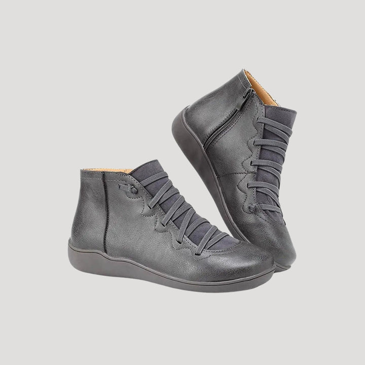 Women's spring leather shoes flat ankle boots