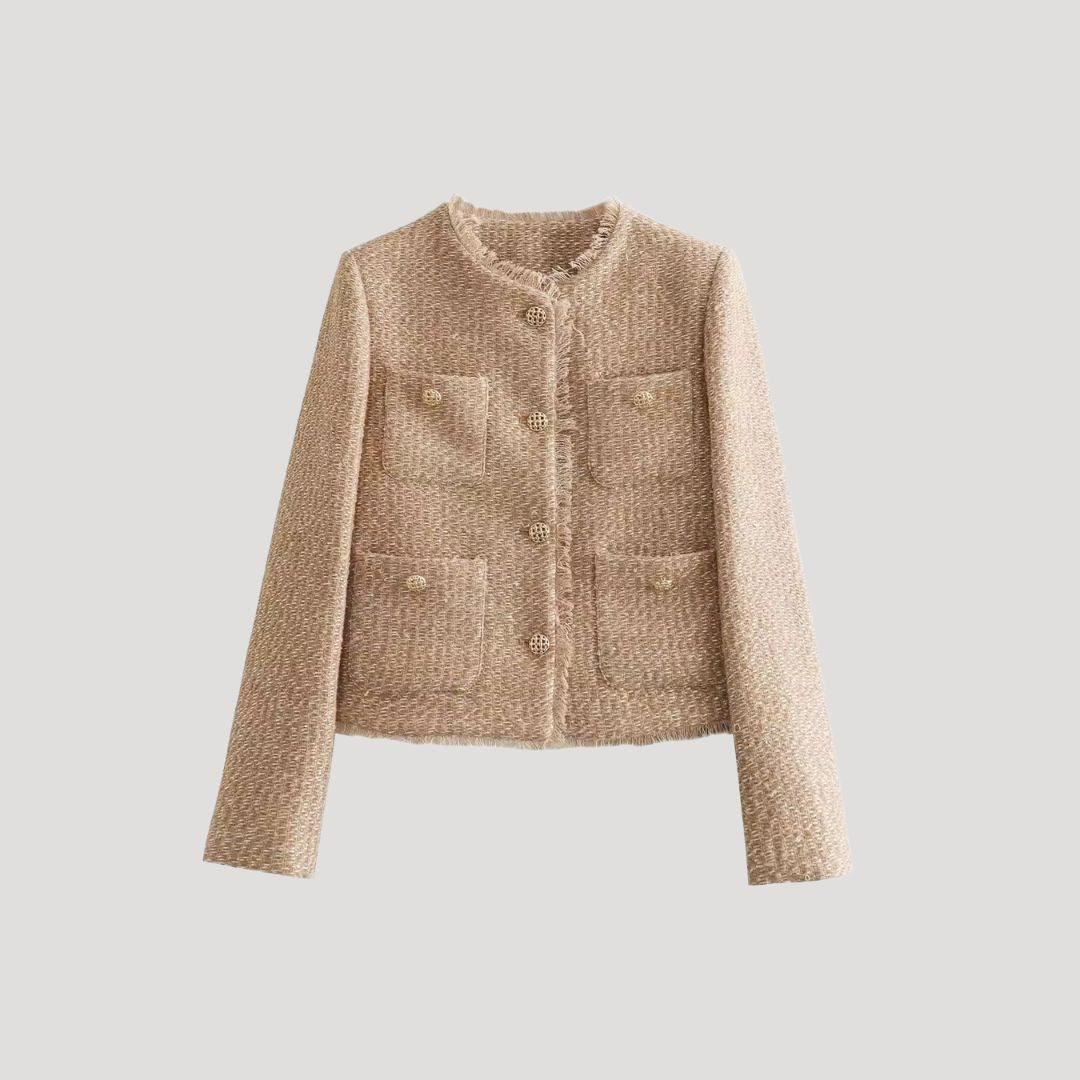 Damska marynarka wiosenna kurtka przejściowa krótka tkaninowa