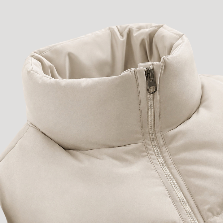 Men’s Quilted Puffer Jacket Stand Collar Zip Front Winter