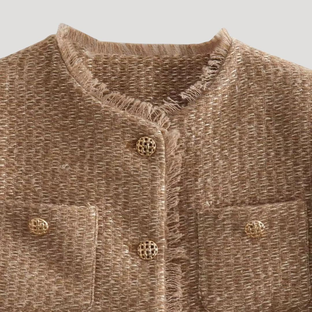 Damska marynarka wiosenna kurtka przejściowa krótka tkaninowa