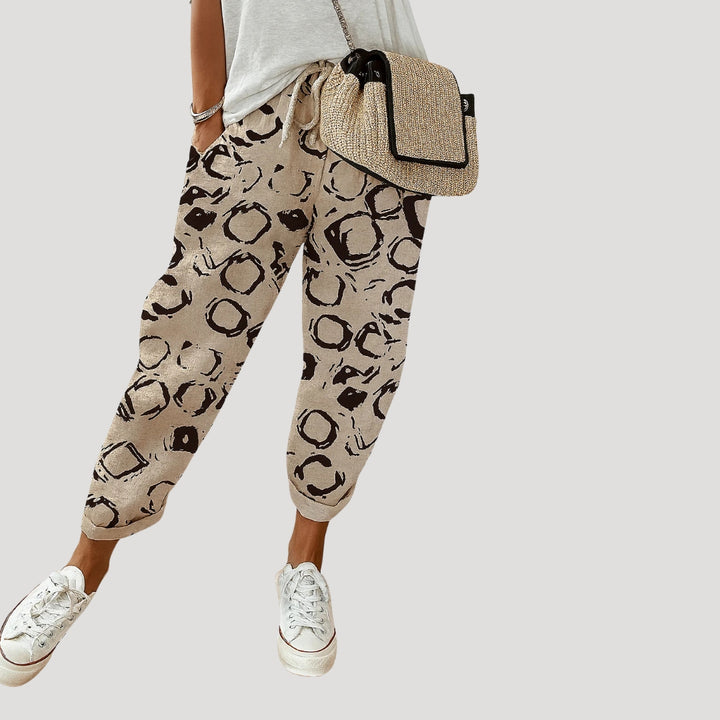 Women's Joggers Pants Tapered Printed Floral Drawstring Ankle