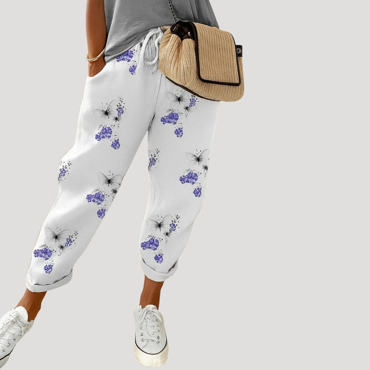 Women's Joggers Pants Tapered Printed Floral Drawstring Ankle