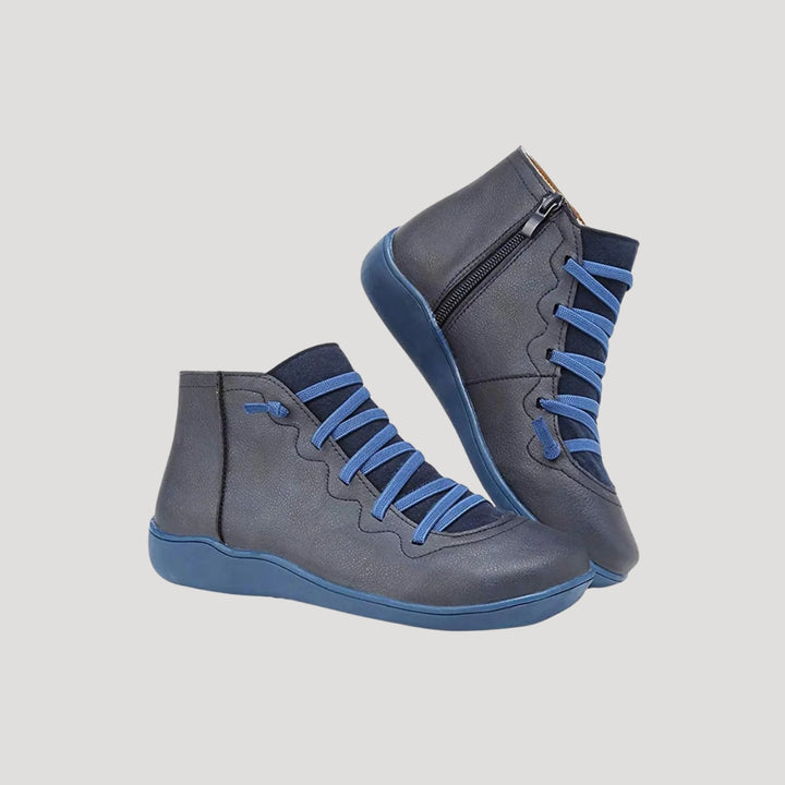 Women's spring leather shoes flat ankle boots