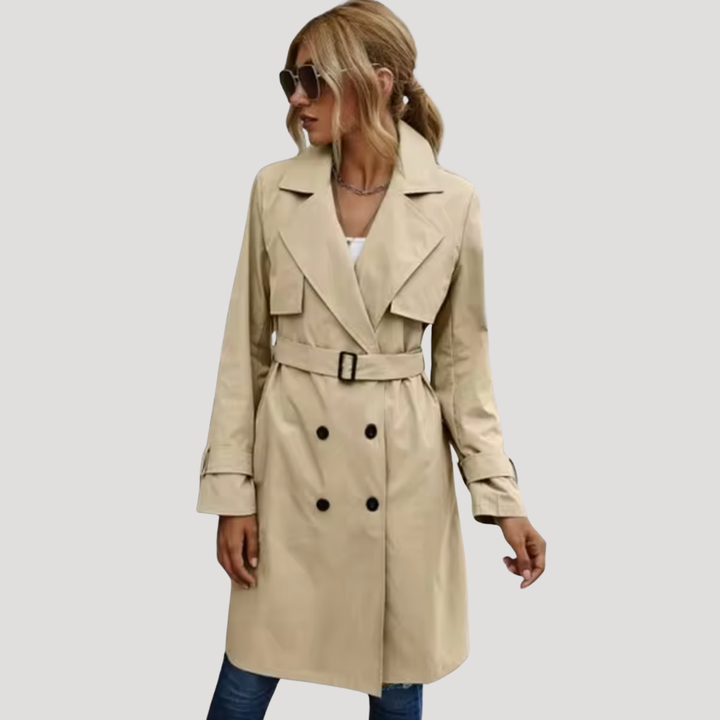 Women’s Trench Coat Double Breasted Long Belted Button Down
