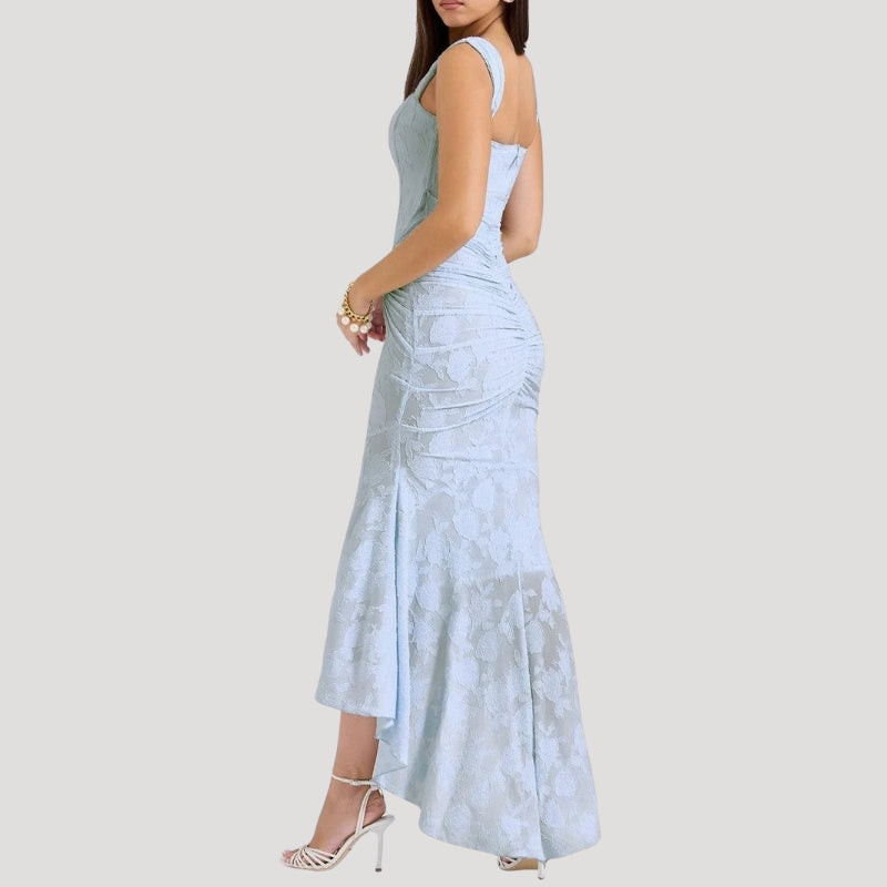 Women's Party Dress Lace Ruched Mermaid Midi Off Shoulder