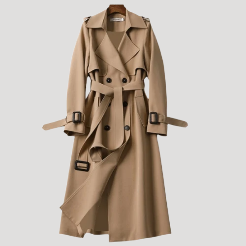 Women's Trench Coat Long Coat Outerwear Double Breasted Belted