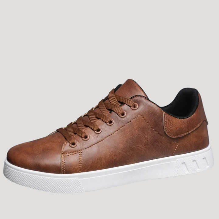 Men’s Leather Casual Sneakers Lace Up Low Top Shoes