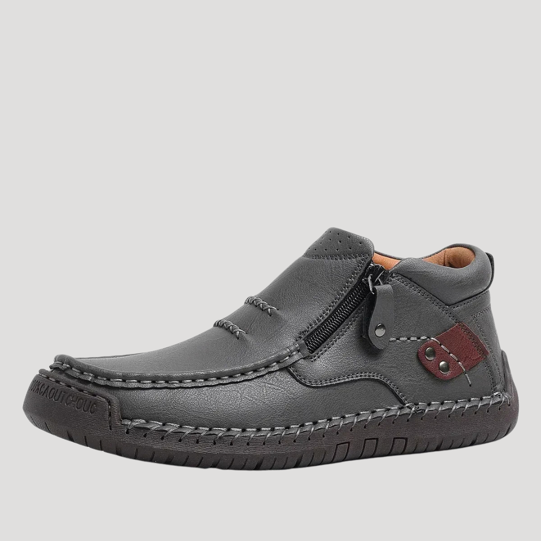 Men’s Leather Ankle Boots Side Zip Casual Shoes