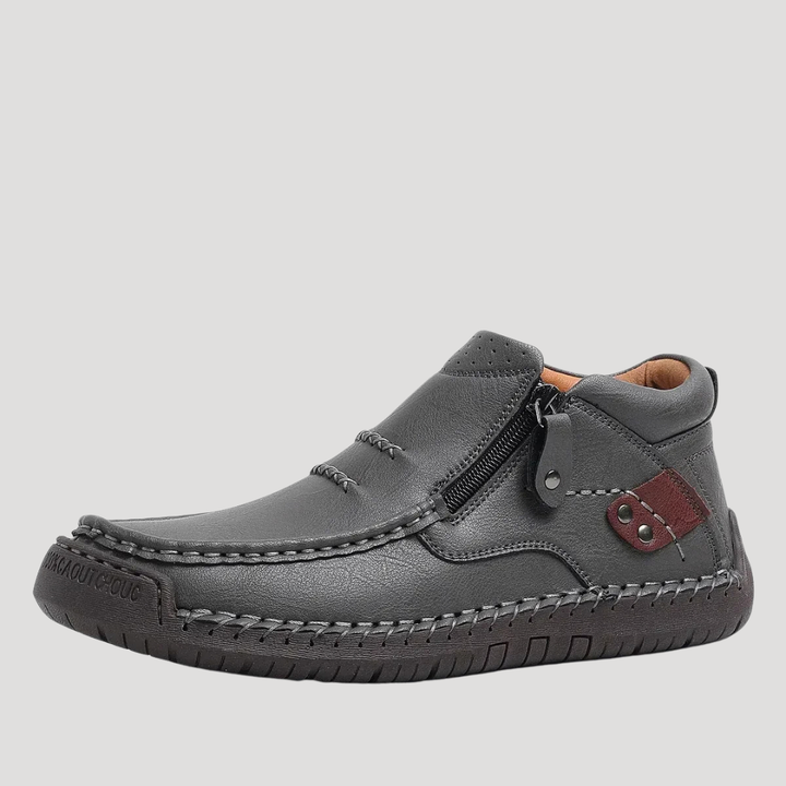 Men’s Leather Ankle Boots Side Zip Casual Shoes
