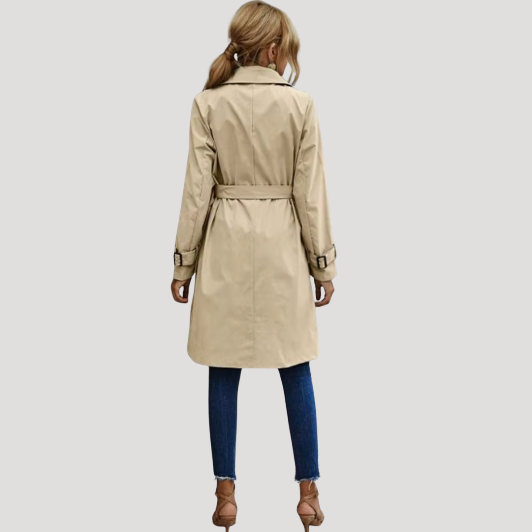 Women’s Trench Coat Double Breasted Long Belted Button Down