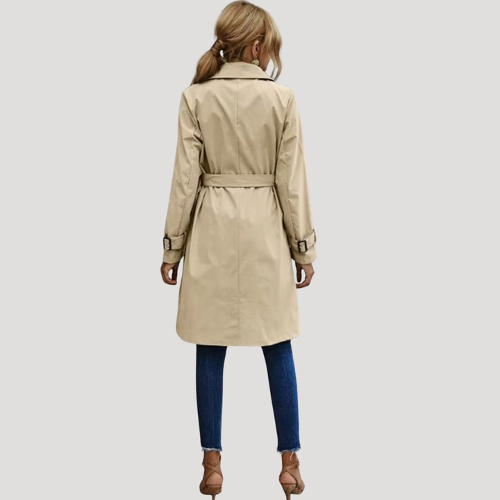Women’s Trench Coat Double Breasted Long Belted Button Down