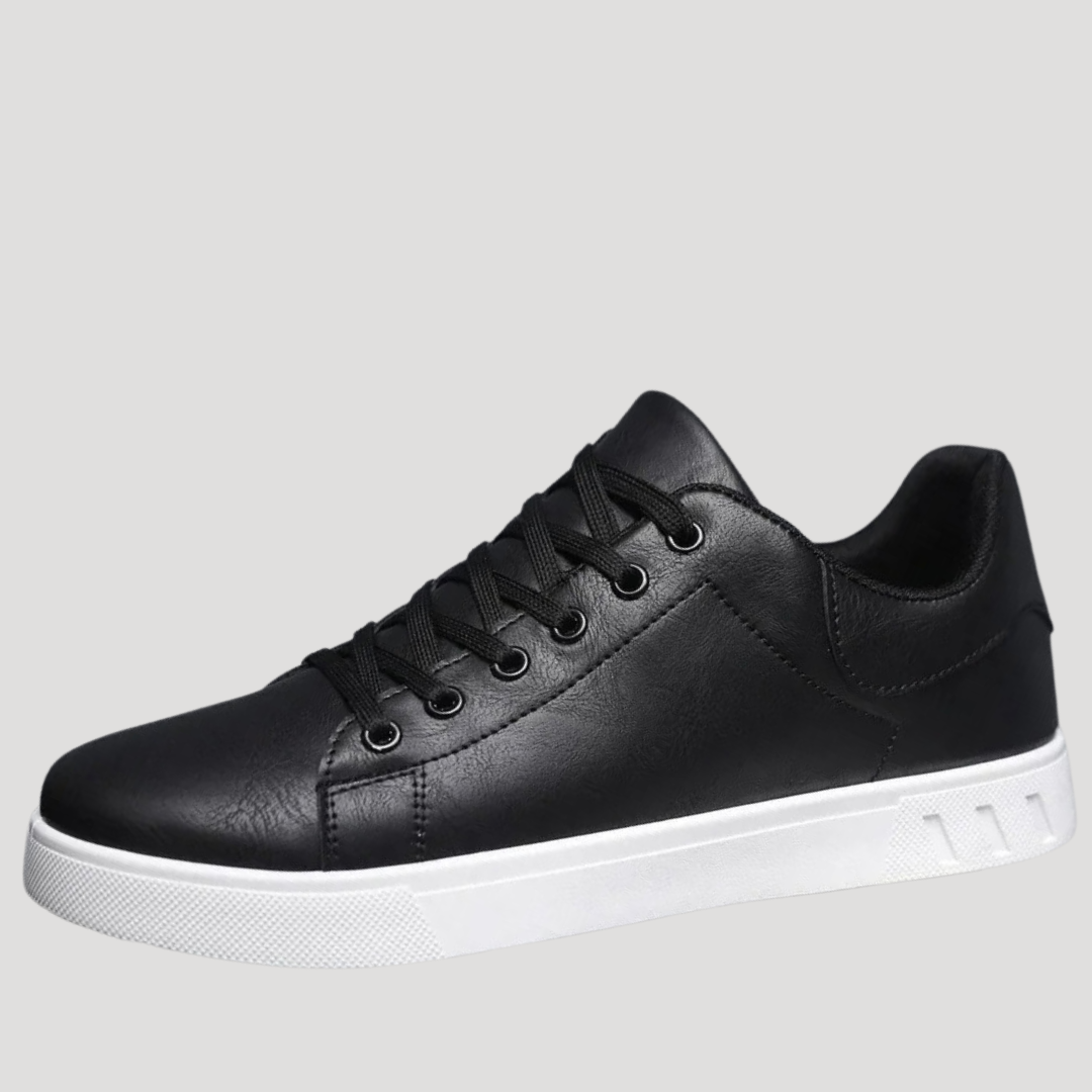 Men’s Leather Casual Sneakers Lace Up Low Top Shoes