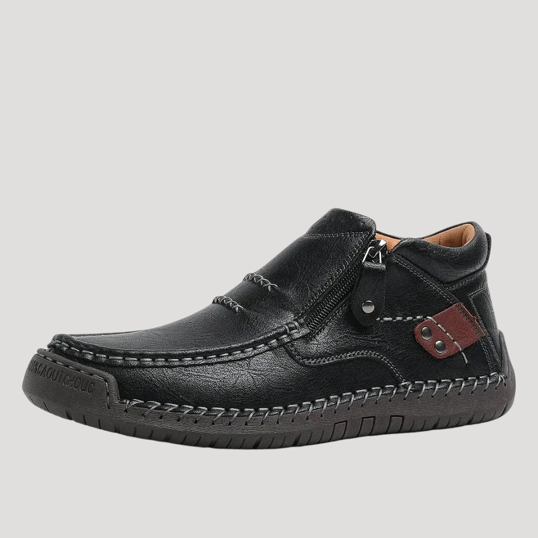 Men’s Leather Ankle Boots Side Zip Casual Shoes