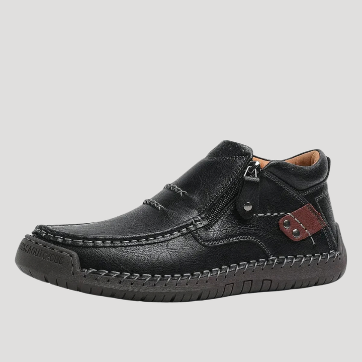Men’s Leather Ankle Boots Side Zip Casual Shoes