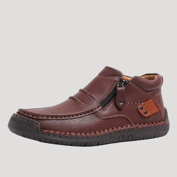 Men’s Leather Ankle Boots Side Zip Casual Shoes