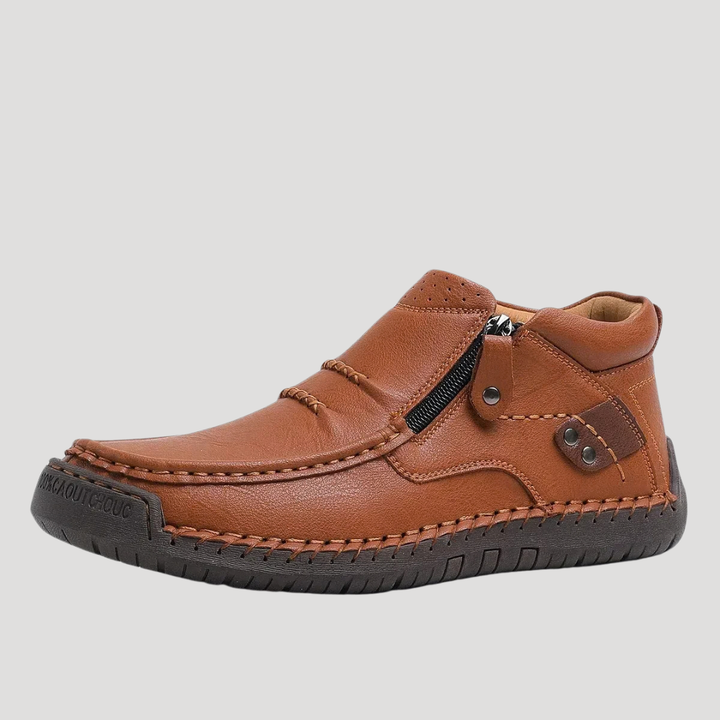 Men’s Leather Ankle Boots Side Zip Casual Shoes