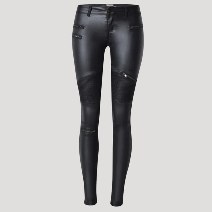 Women's Leather Pants Faux High Waisted Moto Black Leggings