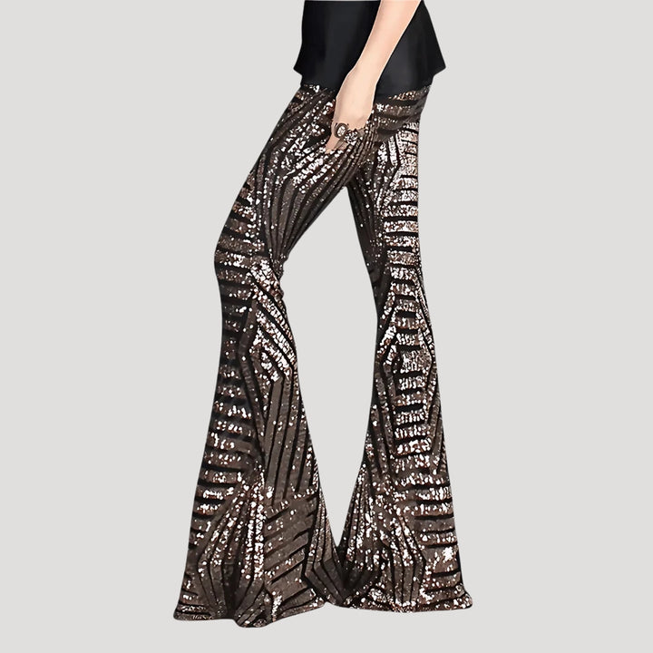 Women's Flare Pants Bell Bottom High Waisted Sequin Printed