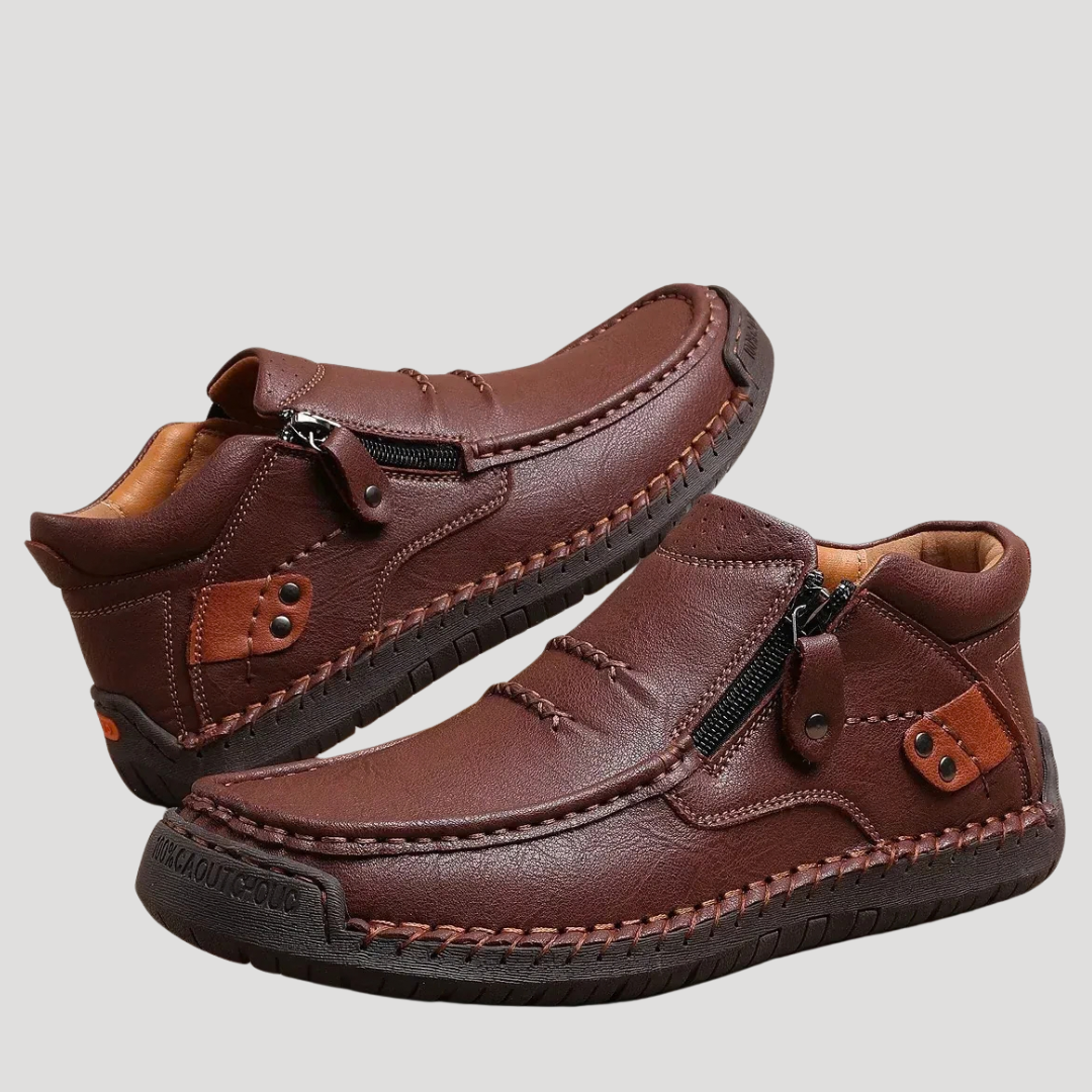 Men’s Leather Ankle Boots Side Zip Casual Shoes