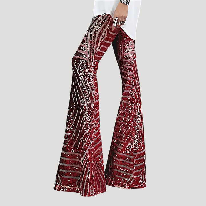 Women's Flare Pants Bell Bottom High Waisted Sequin Printed
