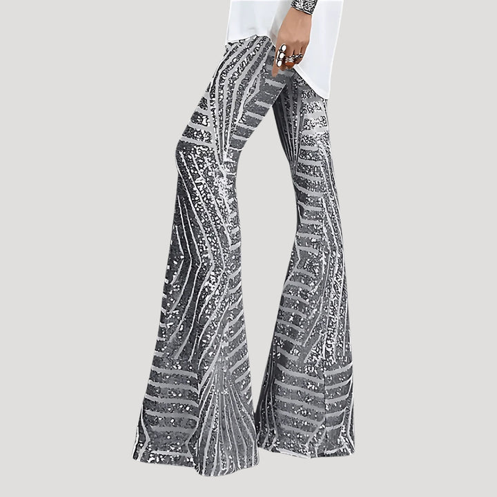 Women's Flare Pants Bell Bottom High Waisted Sequin Printed